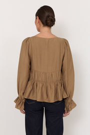Loretta Long Sleeve Top (Mocha)