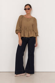 Loretta Long Sleeve Top (Mocha)