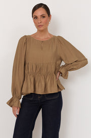 Loretta Long Sleeve Top (Mocha)