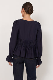 Loretta Long Sleeve Top (Navy)