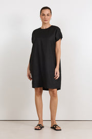 Cleo Linen Short Dress (Black)