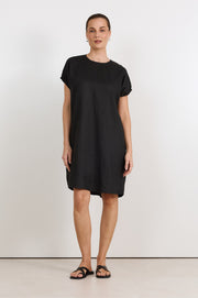 Cleo Linen Short Dress (Black)