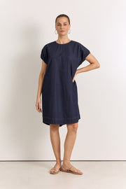 Cleo Lightweight Denim Short Dress (Dark Denim)
