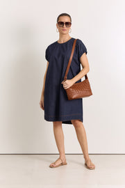 Cleo Lightweight Denim Short Dress (Dark Denim)