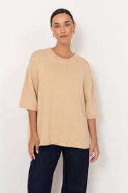 Brighton Oversized Knit Top (Camel)