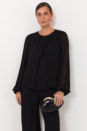 Candice Long Sleeve Top (Black)