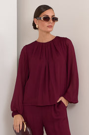 Candice Long Sleeve Top (Wine)