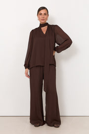 Penelope Long Sleeve Top (Chocolate)