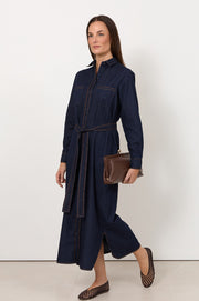 Petrina Lightweight Denim Shirt Dress (Dark Denim)