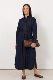 Petrina Lightweight Denim Shirt Dress (Dark Denim)