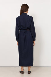Petrina Lightweight Denim Shirt Dress (Dark Denim)
