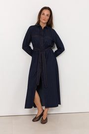 Petrina Lightweight Denim Shirt Dress (Dark Denim)