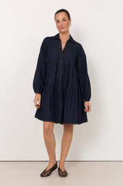 Calli Lightweight Denim Short Dress (Dark Denim)