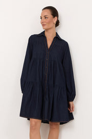 Calli Lightweight Denim Short Dress (Dark Denim)