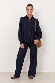 Eliza Lightweight Denim Shirt (Dark Denim)