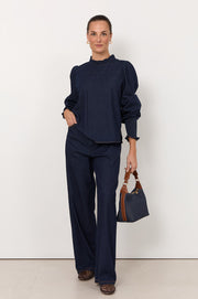 Olivia Lightweight Denim Top (Dark Denim)