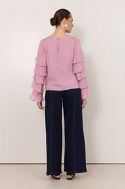Brydie Ruffle Sleeve Top (Mauve)