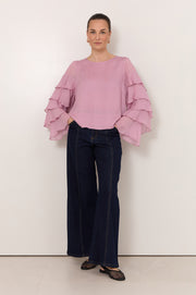 Brydie Ruffle Sleeve Top (Mauve)
