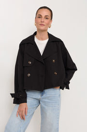 Nessa Cropped Trench (Black)