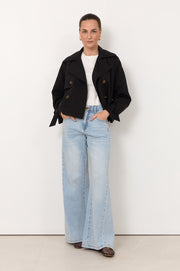 Nessa Cropped Trench (Black)
