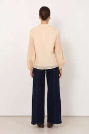 Rana Trim Detail Top (Peach)