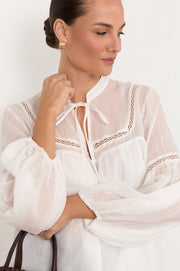 Rana Trim Detail Top (White)