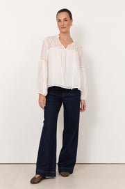 Rana Trim Detail Top (White)