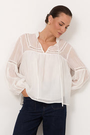 Rana Trim Detail Top (White)