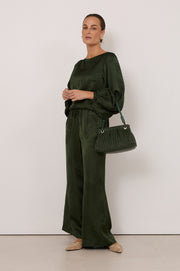 Mina Textured Gathered Handbag (Khaki)