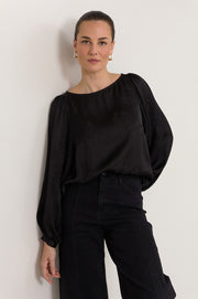 Ulla Boat Neck Top (Black)