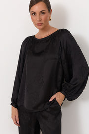 Ulla Boat Neck Top (Black)
