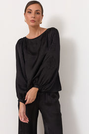 Ulla Boat Neck Top (Black)