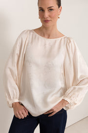 Ulla Boat Neck Top (Champagne)
