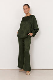 Ulla Boat Neck Top (Green)