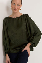 Ulla Boat Neck Top (Green)
