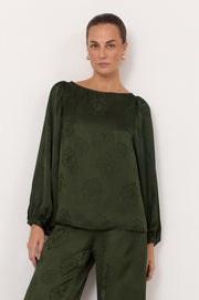 Ulla Boat Neck Top (Green)