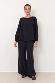 Asani Cupro Wide Leg Pant (Navy)