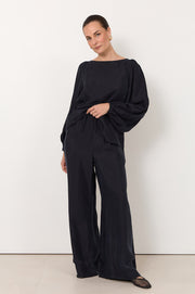 Asani Cupro Wide Leg Pant (Navy)