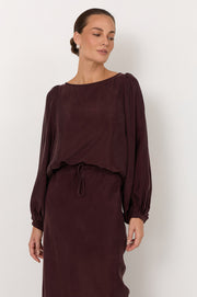 Ulla Boat Neck Cupro Top (Plum)