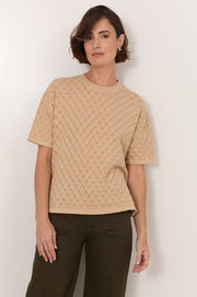 Bethany Textured Knit Top (Camel)