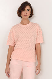 Bethany Textured Knit Top (Pink)