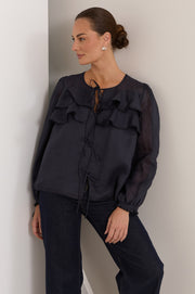 Felicity Tie Detail Top (Navy)