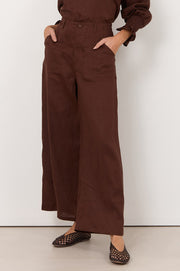 Gabriella Linen Pant (Chocolate)