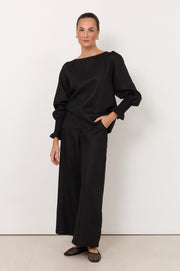 Clover Linen Top (Black)