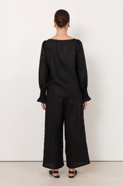 Clover Linen Top (Black)
