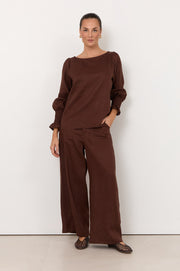 Clover Linen Top (Chocolate)