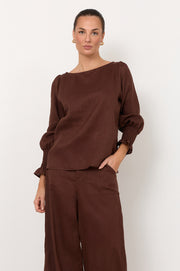 Clover Linen Top (Chocolate)