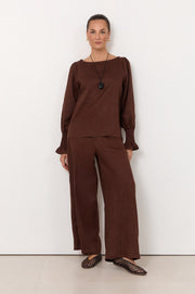 Gabriella Linen Pant (Chocolate)