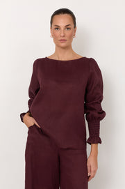 Clover Linen Top (Plum)