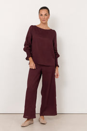 Clover Linen Top (Plum)